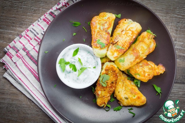 Кабачки в йогуртовом кляре с сыром
