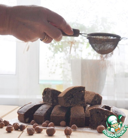 Banana brownies with coffee and hazelnut