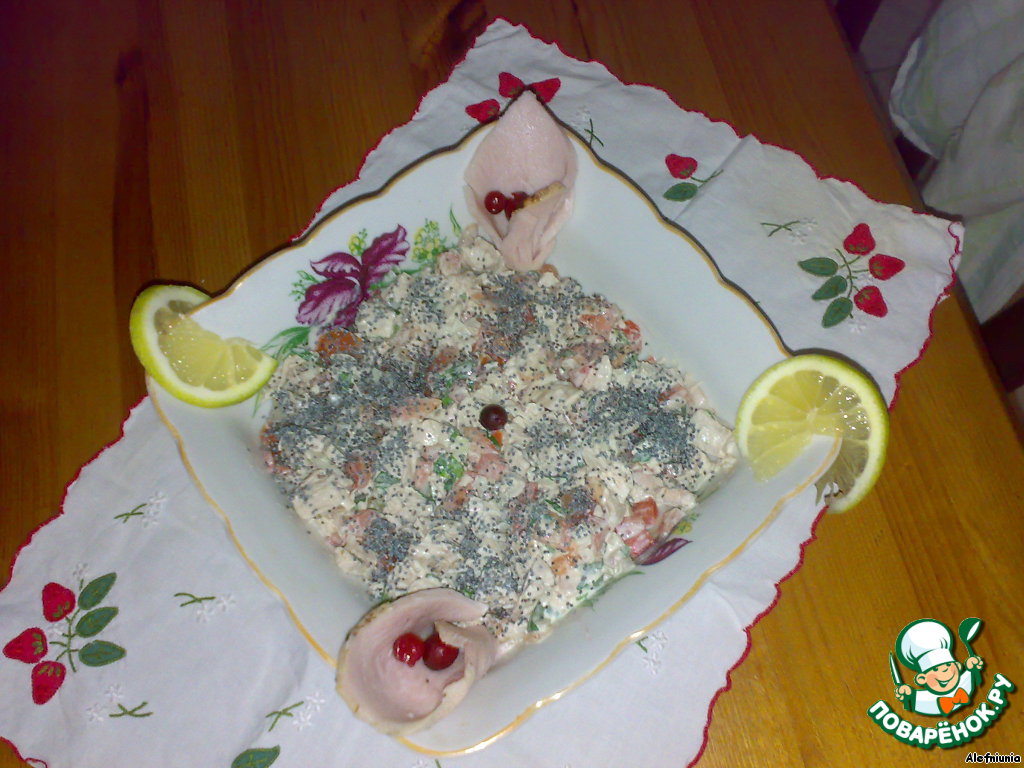 Chicken with tomatoes and poppy seeds