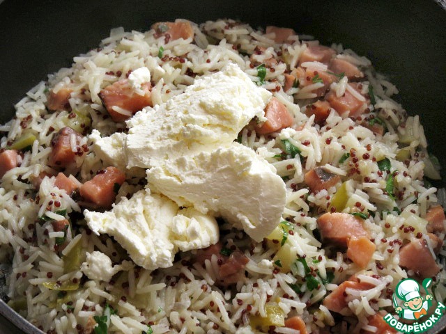 Apple risotto with smoked salmon