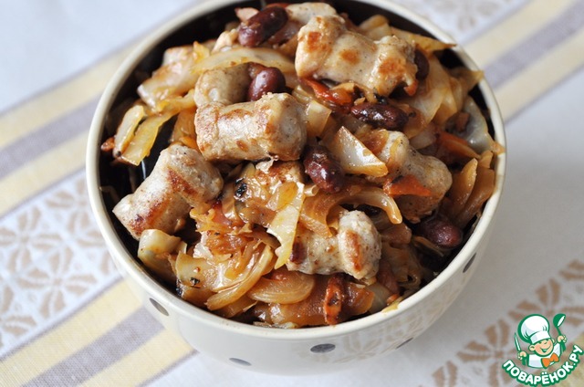 Braised cabbage with beans 