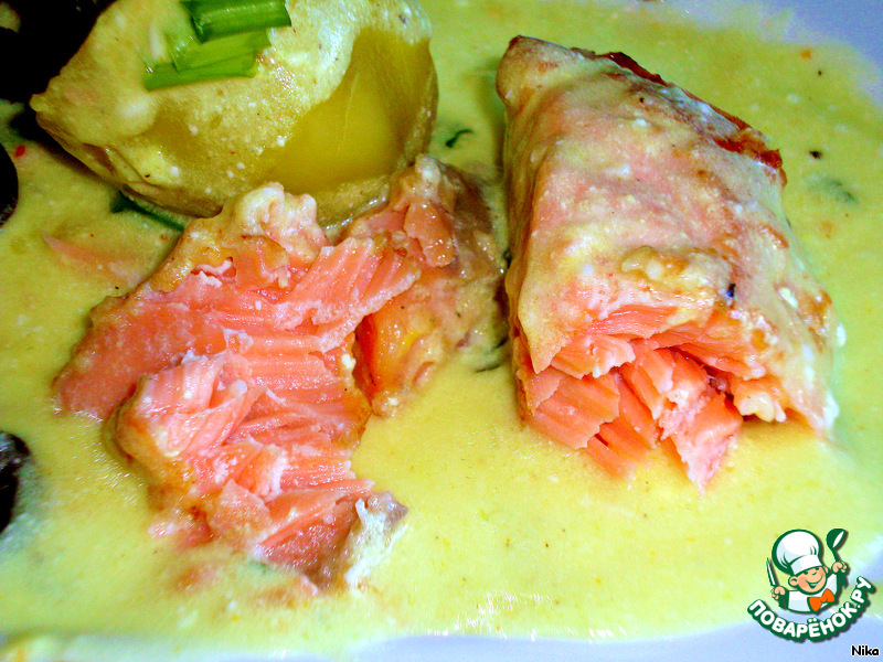 Salmon, fried in batter of