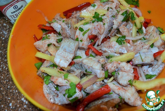 Marinated pike with vegetables