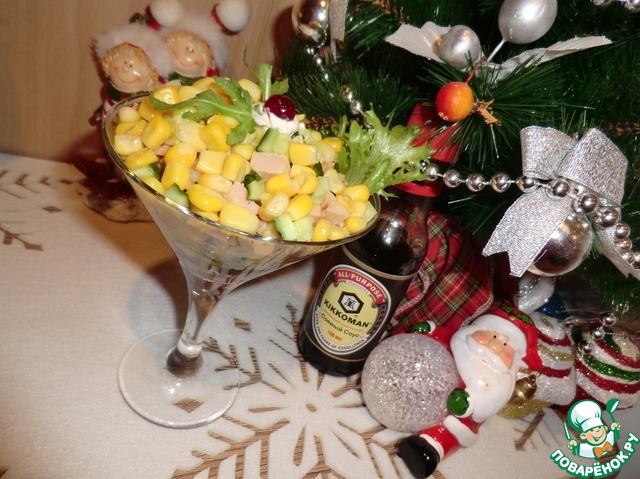 Salad-cocktail with cod liver