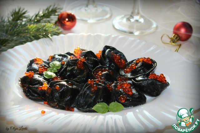 Black ravioli