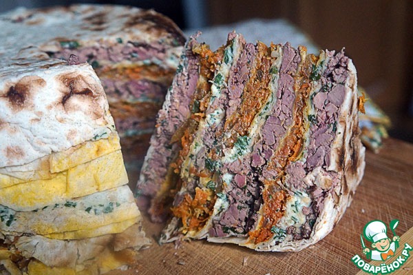 Торт лавашный слоеный