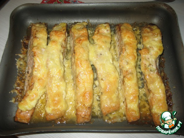 Fish baked with cheese