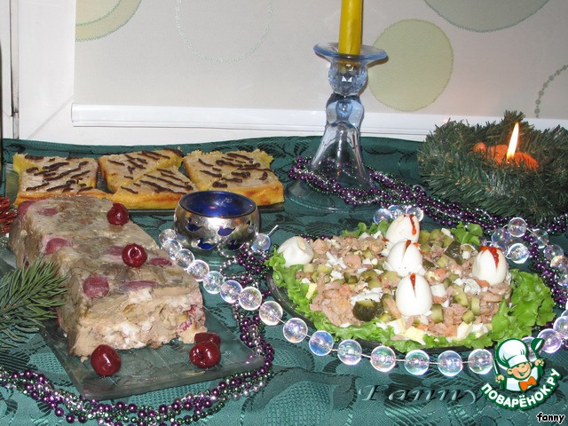 Terrine of goose liver with mushrooms and cherries