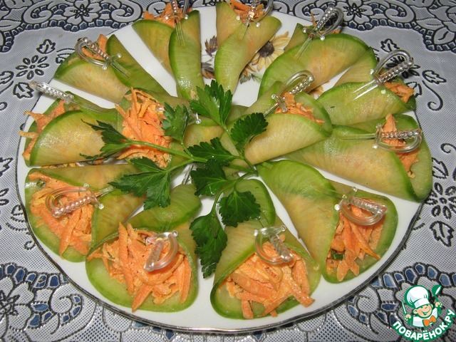 Конвертики из редьки с морковью