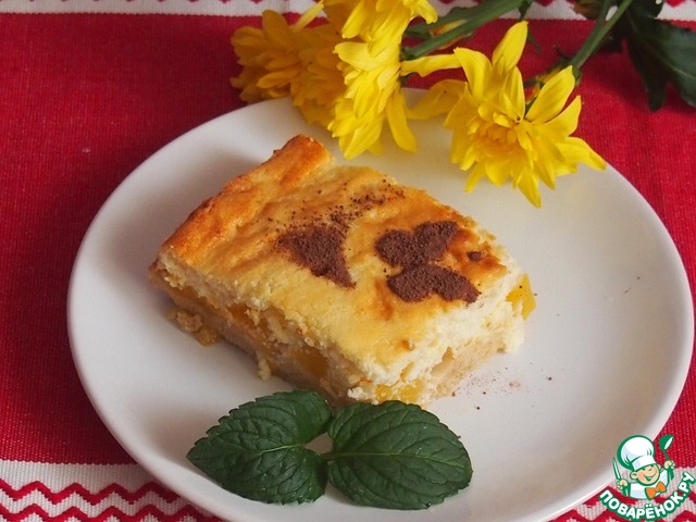 Yogurt cake with peaches