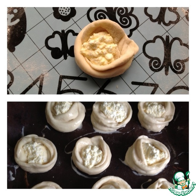 Buns Roses with cottage cheese