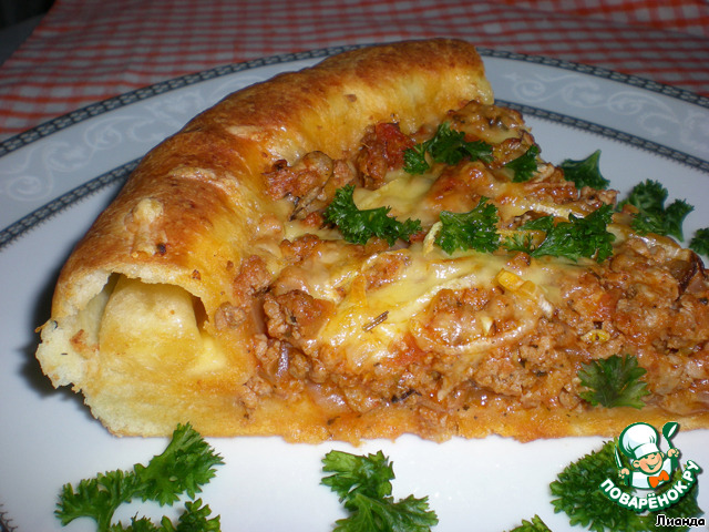 Open pie stuffed with meat