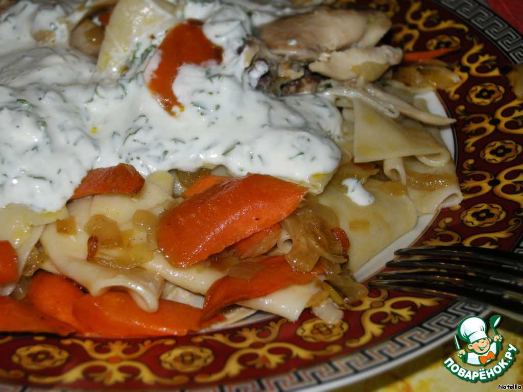 Hengel with chicken in garlic sour cream