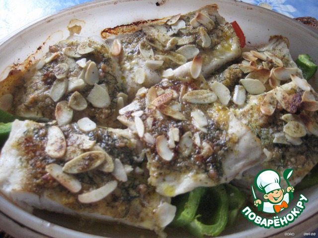 Fish in butter sauce with almonds