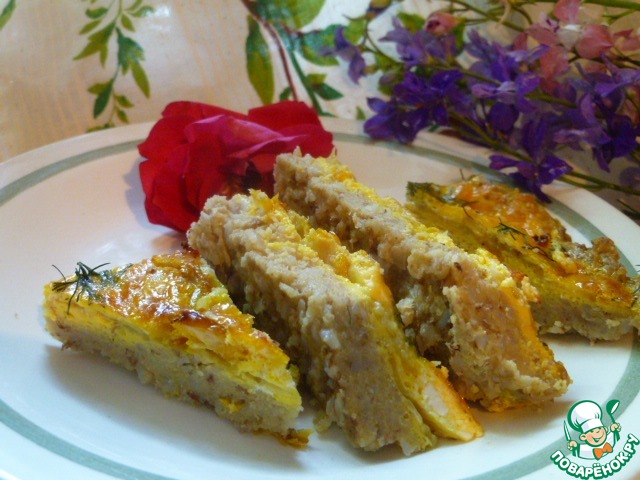 Buckwheat casserole with zucchini in an omelet