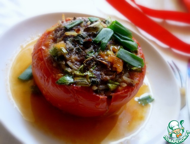 Tomatoes with minced meat Oriental