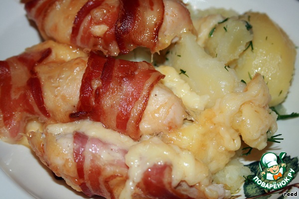 Chicken Breasts baked with cheese and bacon