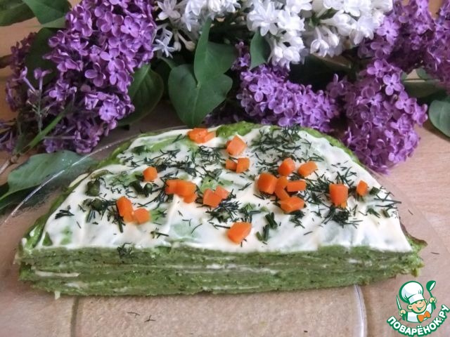 An omelet cake of broccoli