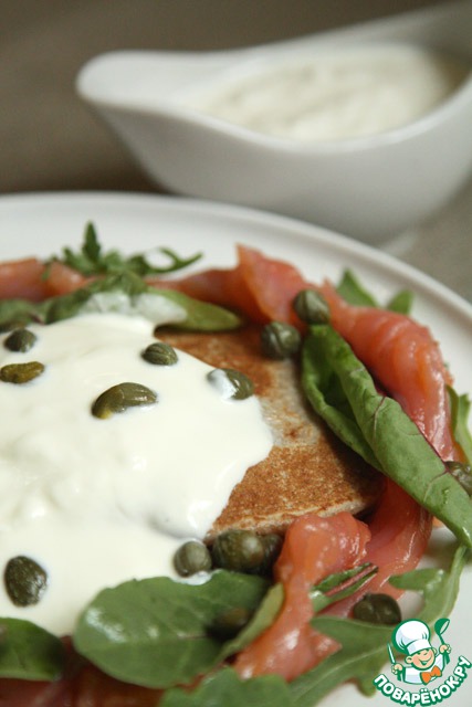 Buckwheat pancakes with smoked salmon