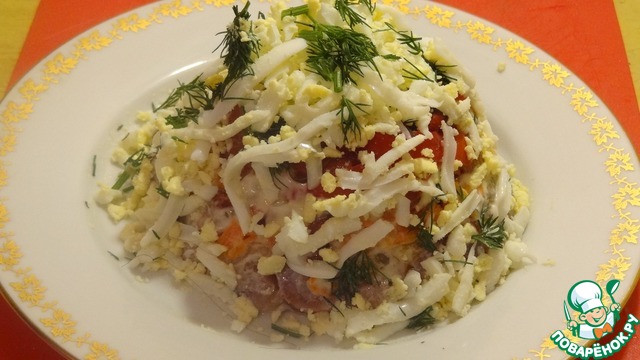 Herring under a fur coat original with mushrooms