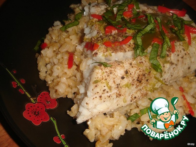 Perch steamed with brown rice