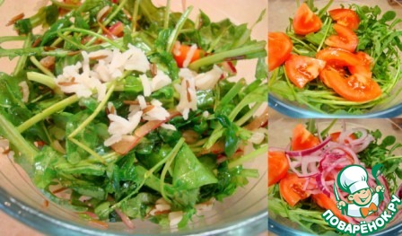 Arugula salad with fish and tomatoes