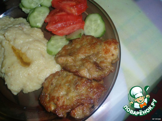 Chicken cutlets with liver and Apple