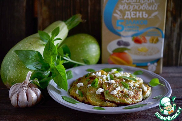 Squash pancakes with Basil and feta