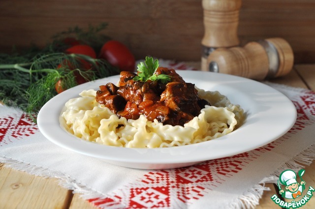 Fettuccine with liver in Italian