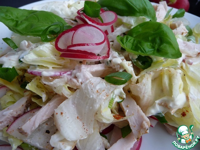 Salad with fillet of Turkey and radishes