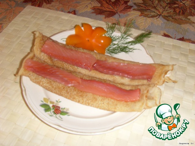 Pancakes with salmon