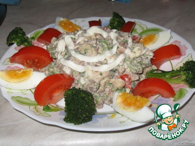 Salad with chicken liver