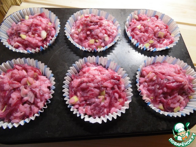 Rice-beet cupcakes