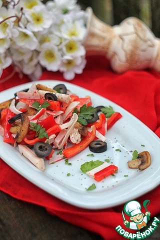 A light salad with mushrooms and crab sticks