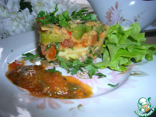 Marmalade of eggplant, zucchini and tomatoes