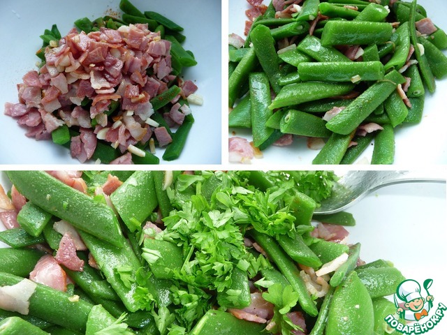 Салат из стручковой фасоли с беконом