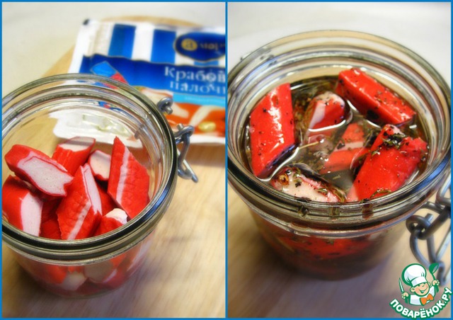 Marinated crab sticks