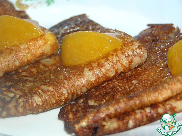 Vegetable buckwheat pancakes with orange marmalade