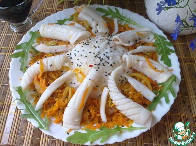 Rice with squid stir-fry
