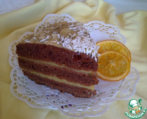 Lenten chocolate cake with orange cream