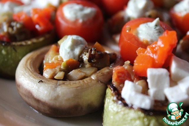 Vegetable trio with a mousse of roasted eggplant