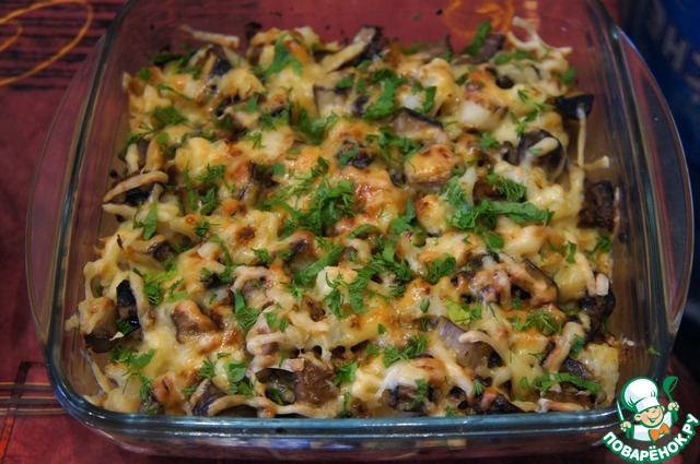 Mushrooms, baked with cauliflower