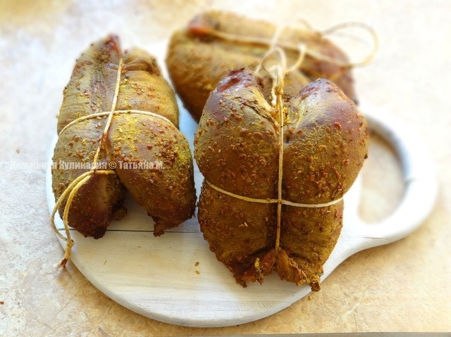 Chicken Breasts with curry and sesame seeds smoked