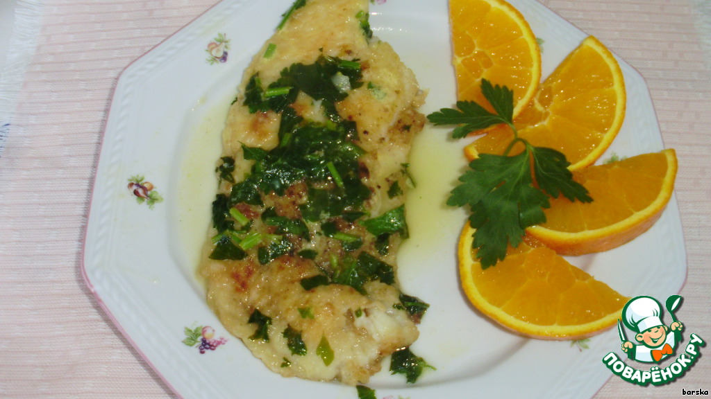 Pangasius Greek in orange sauce