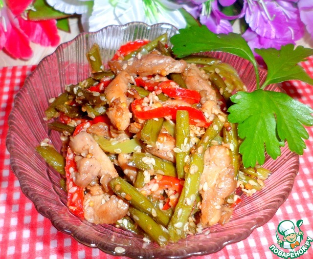 Arrows garlic chicken and sesame seeds