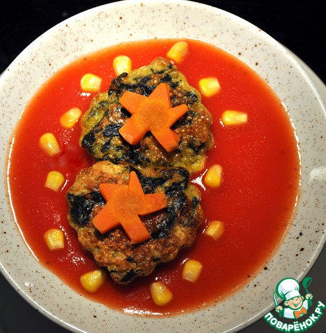 Millet-spinach Timbale with tomato sauce