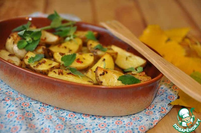 Spicy-spicy baked potatoes with mint