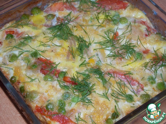 Eggs baked on vegetables