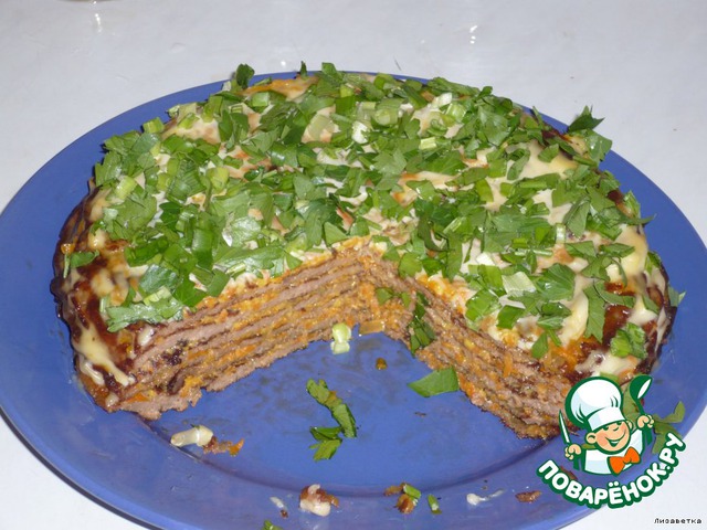 Закусочный тортик из печени