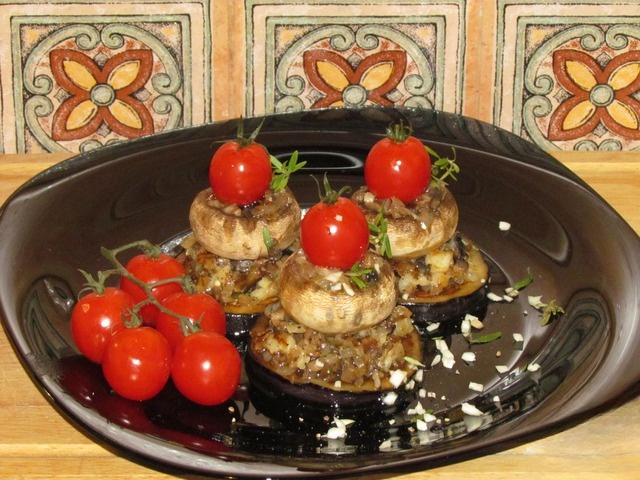 Eggplant with mushrooms